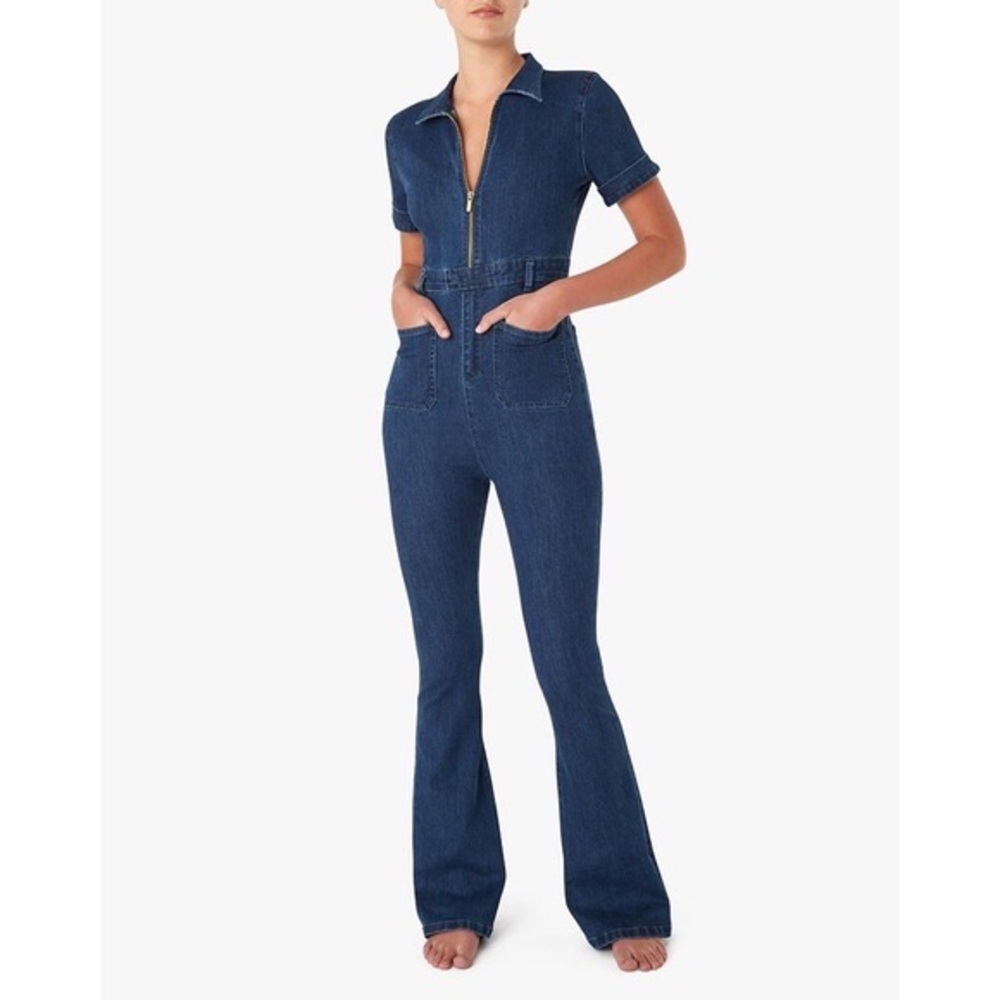 We wore what denim flare jumpsuit XS (nwot)